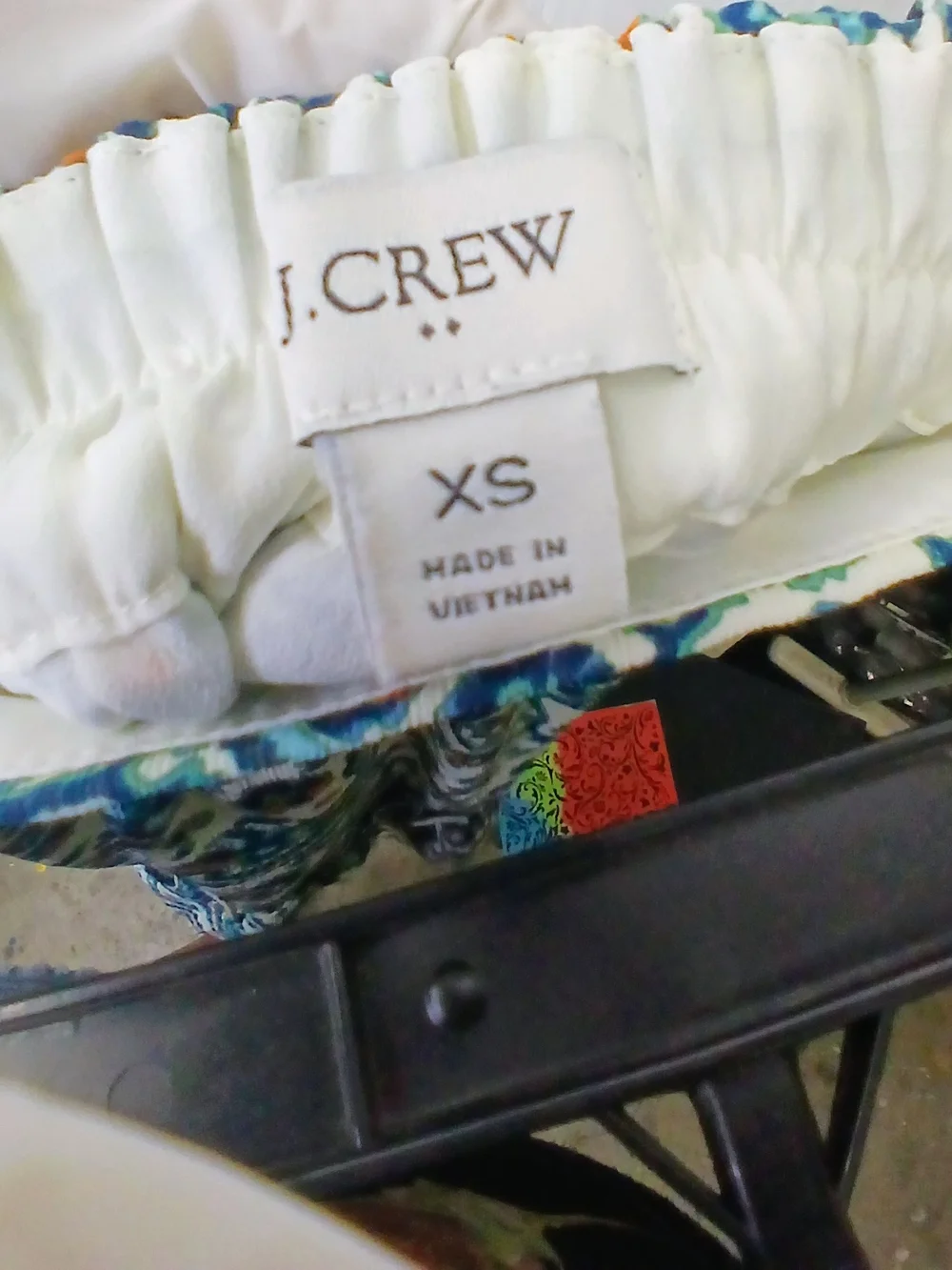 J. Crew White and Blue Floral Tiered Shorts